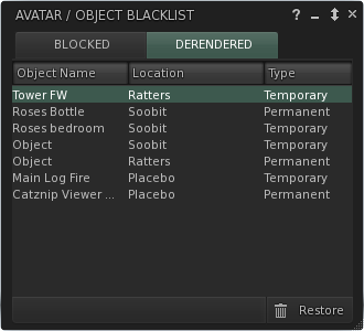 Object Blacklist FLoater >