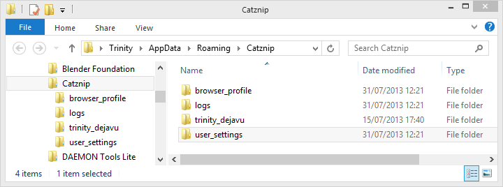 Windows Catznip Settings Folder ><