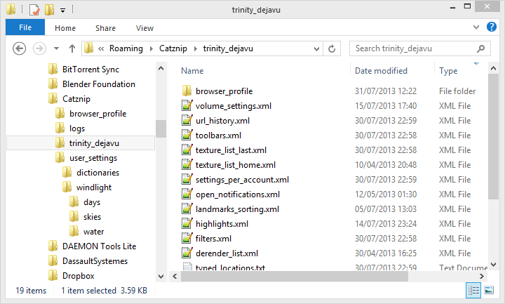 Windows Catznip User Settings Folder ><