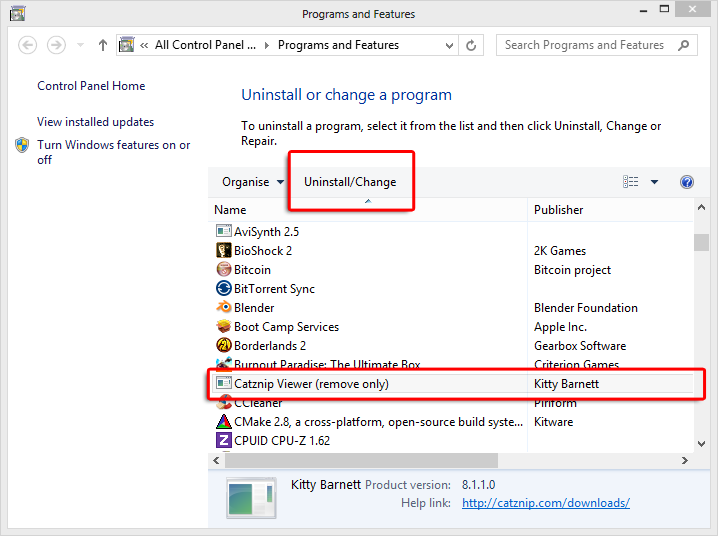 Windows Uninstall Catznip ><